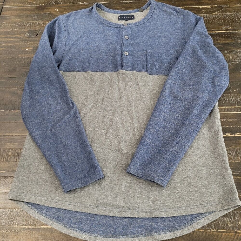 Five Four Men's Large Long Sleeve Henley Shirt Casual Cotton Large